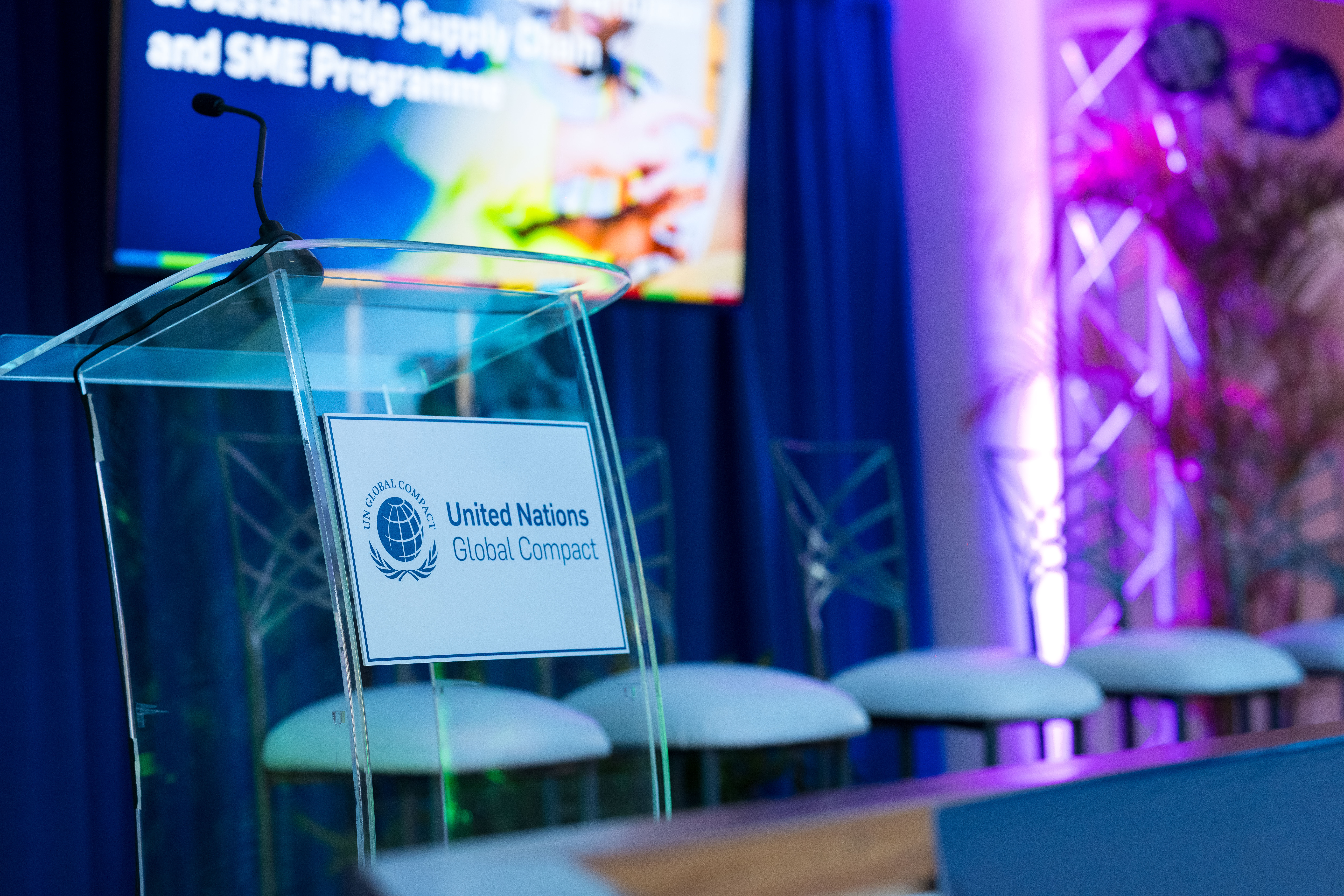 launch reception podium