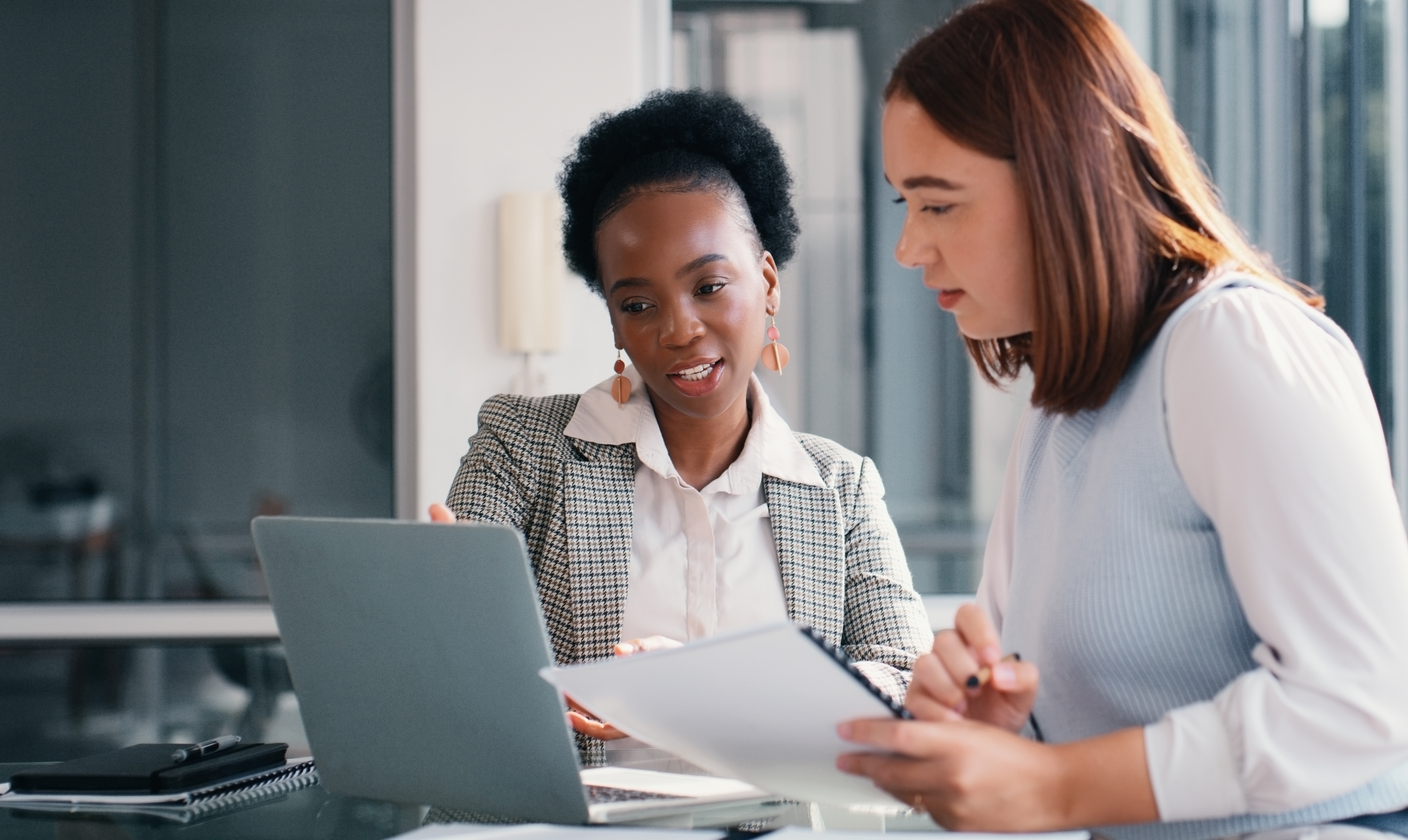 Women interacting with their computer